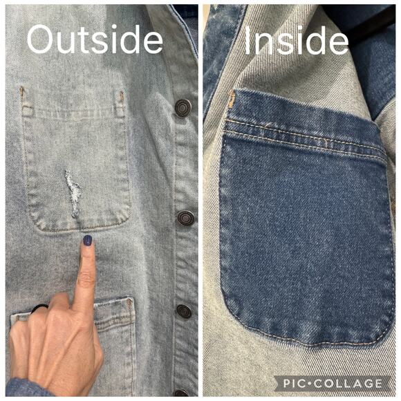 MSRP $128 LNDN by Free People Organic Cotton Light Washed Denim Jacket Size S-M - Picture 7 of 14